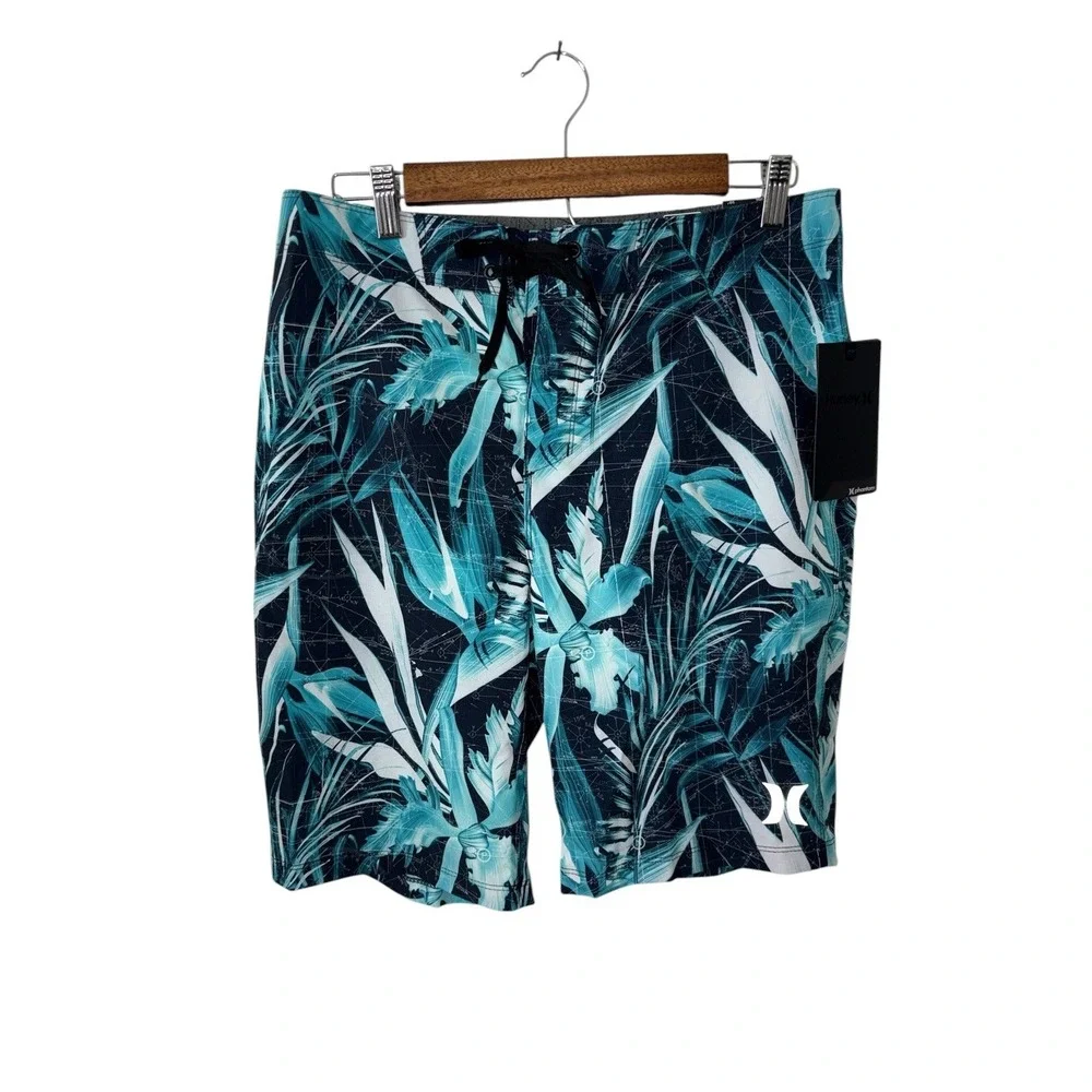 NWT Hurley Phantom JJF Board Shorts Trunks Mens 30x9 Floral Map Grid Print